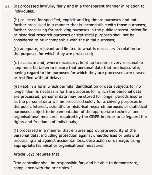 GDPR's 6 data protection principles