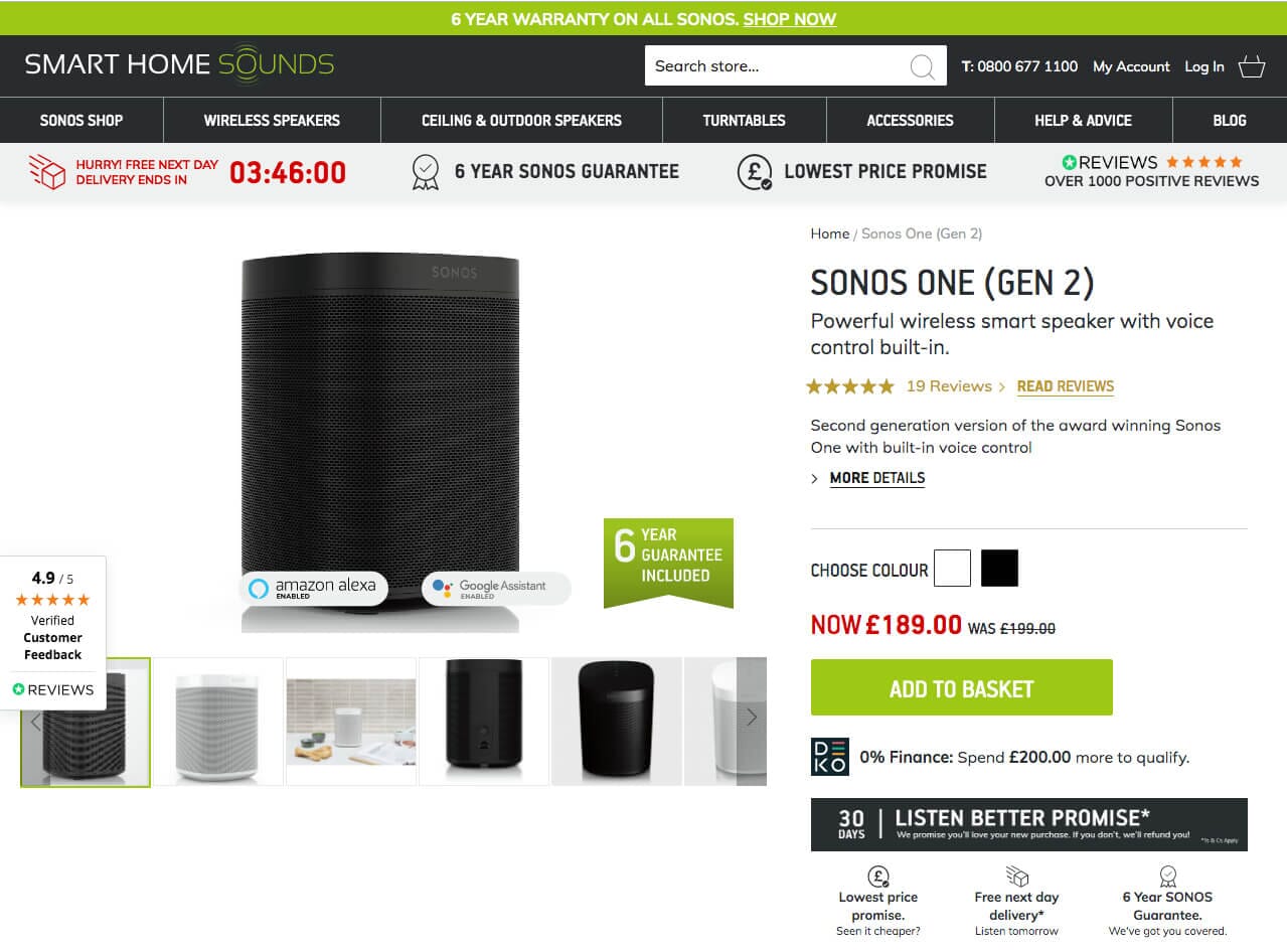 Boost your ecommerce conversion rate with CRO 22 smart home sounds screenshot - SOZO Web Design Agency