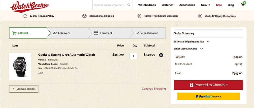 Boost your ecommerce conversion rate with CRO 23 watch gecko screenshot - SOZO Web Design Agency